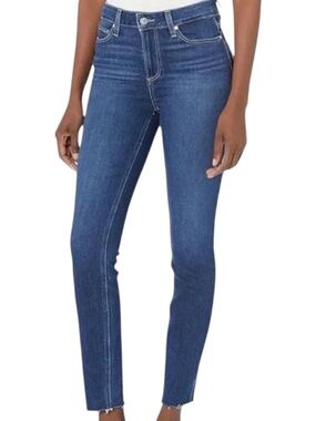 PAIGE Hoxton High Rise Ankle Skinny Jeans Distressed Frayed Hem Chapel 23